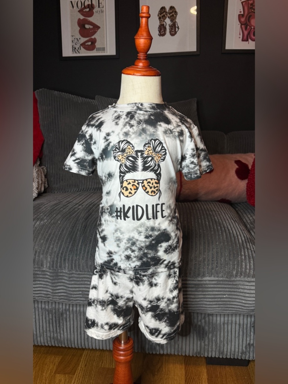 black and white tie dye shorts set size 4y #kidcore #summer